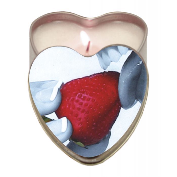 Earthly Body Suntouched Hemp Edible Candle - 4.7 oz Heart Tin Strawberry