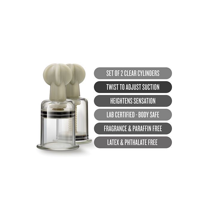 Clit & Nipple Large Twist Suckers - Clear Set of 2