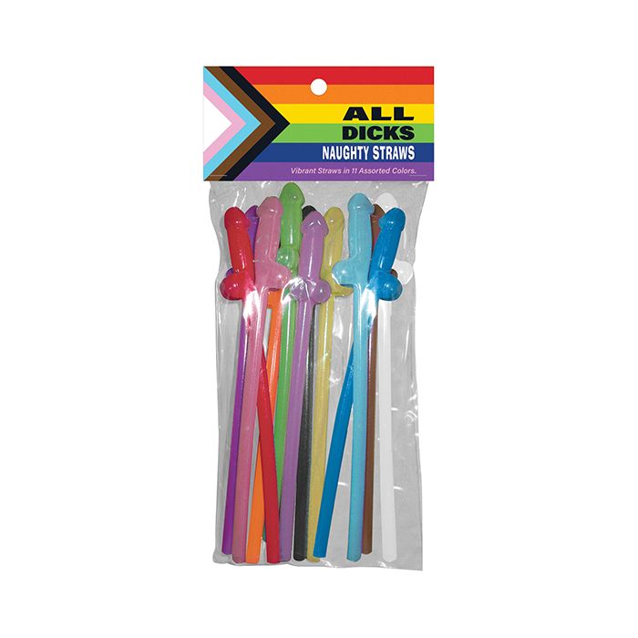 All Dicks Naughty Straws - Asst. Colors Pack of 11